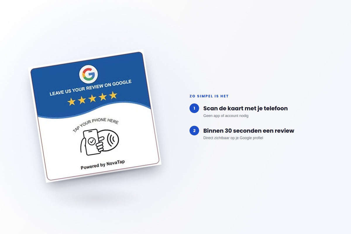 Google + Instagram Novatap NFC Kaart